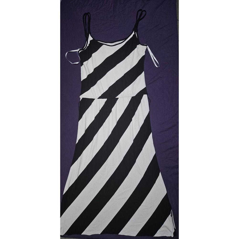 White House Black Market Black White Striped Maxi Dress XXS Sleeveless Jersey